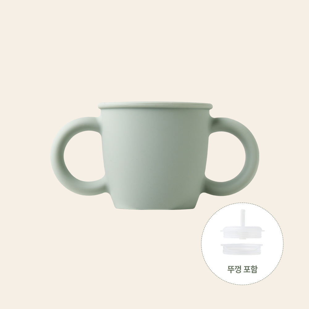 어린이 양손 빨대컵 (크림그린)