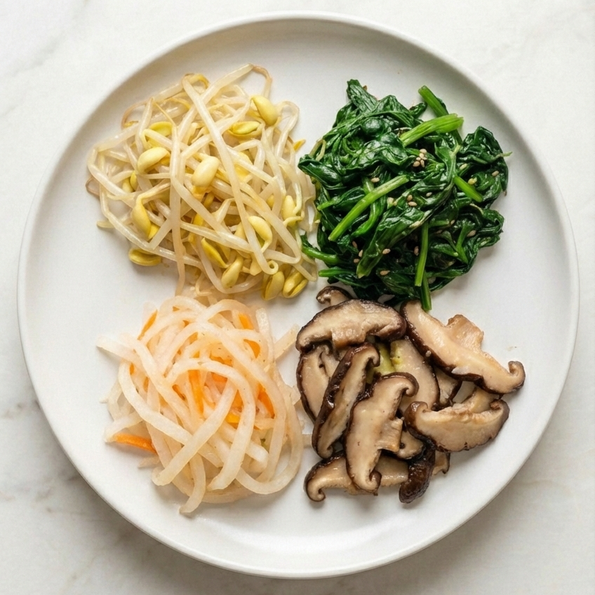 4 Types Of Namul (Spinach, Bean Sprouts, Mushrooms, Radish Namul / Refrigerated)