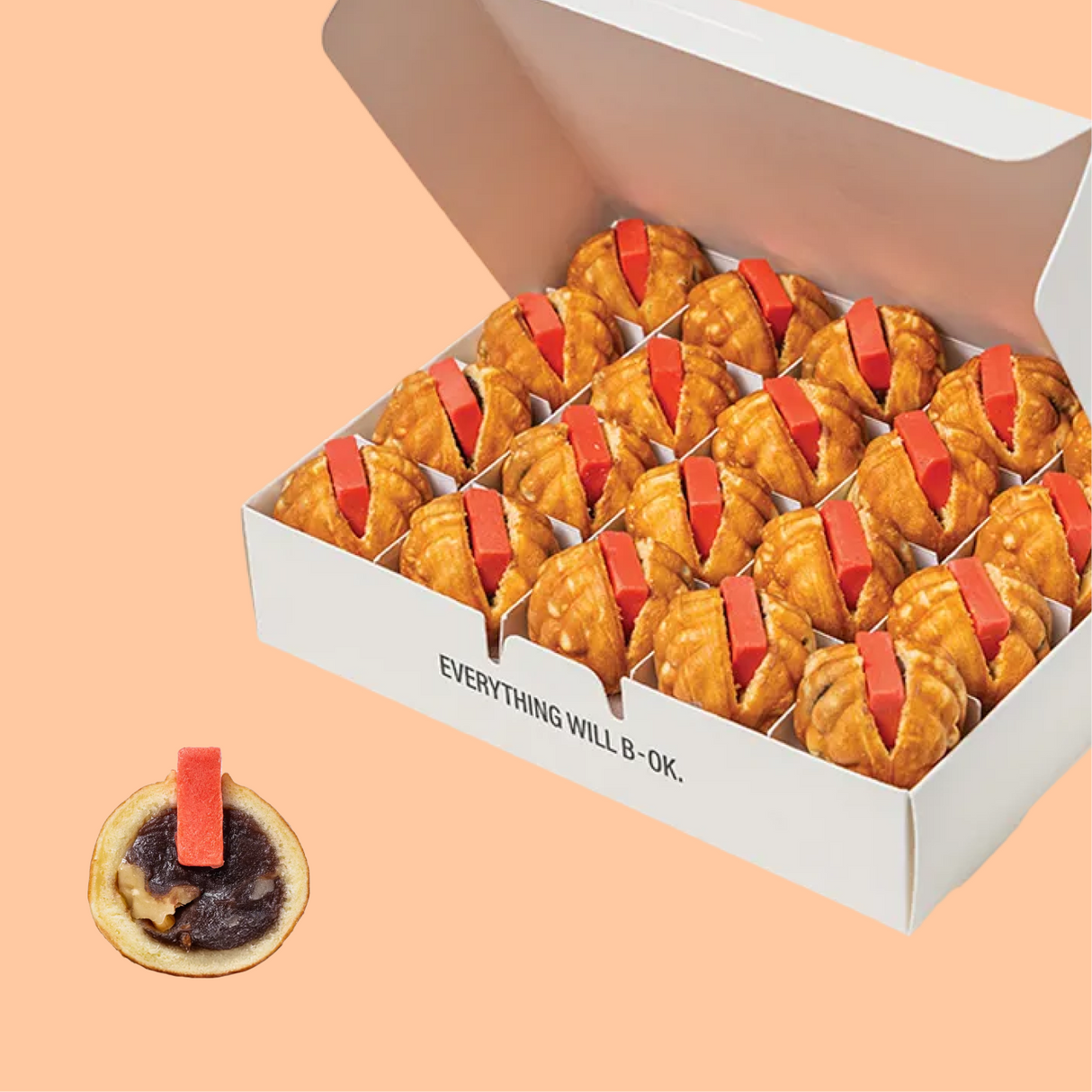 [Bokhodu] Korean Walnut Cake balls (Red Bean & Strawberry Butter) (460g, 20 pieces)