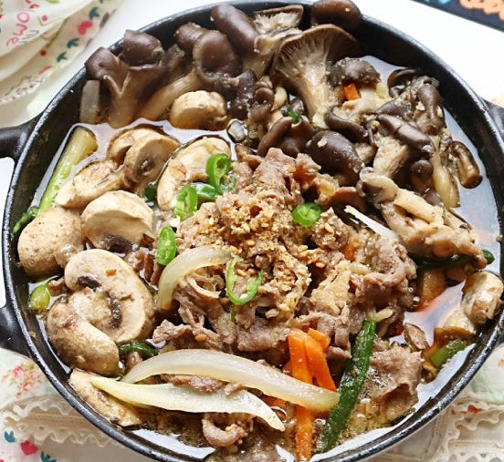 [THE BABS KITCHEN] Bulgogi Mushroom Jeongol Meal Kit (2-3 servings, Seasoned Bulgogi 1LB + Rice Cake, Vegetables, etc.)