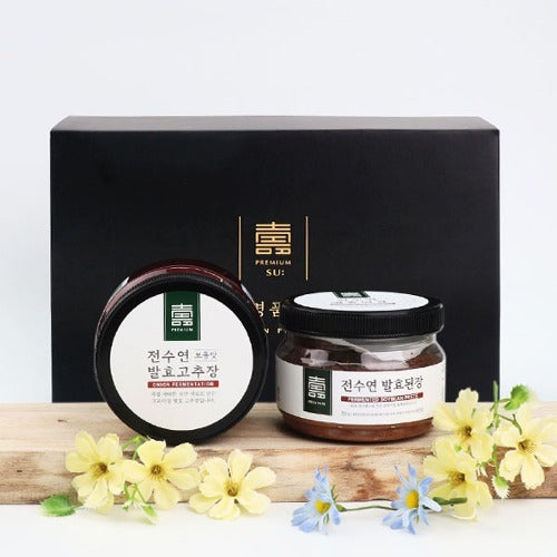 <Jeonsuyeon Luxury Gift Set> Fermented Soybean Paste (350g) + Fermented Red Pepper Paste (350g)